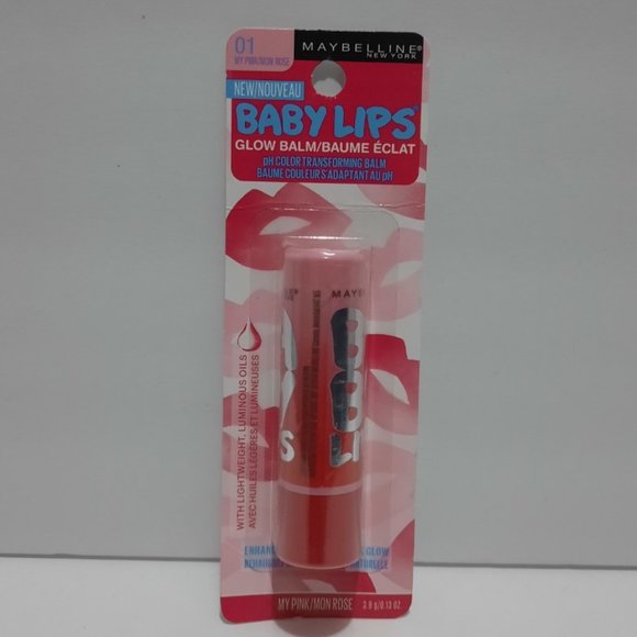 🔵 $ 3.00 Maybelline New York Baby Lips Glow Balm, # 01 My Pink, 0.13 oz. - Picture 1 of 5